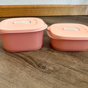 Tupperware CrystalWave Reheatable Container | Pink Set of 2 NWT